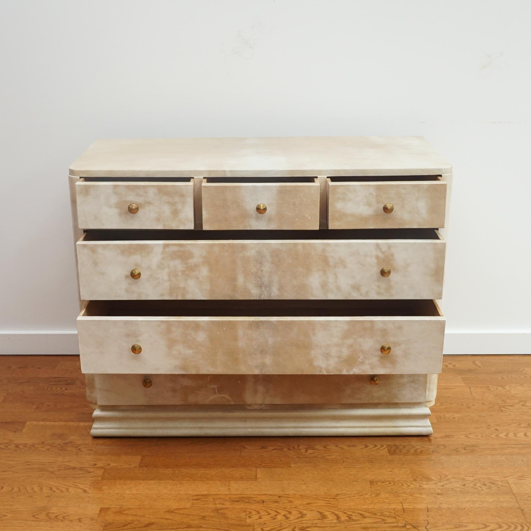 American French Art Deco Parchment Dresser in the Style of Samuel Marx