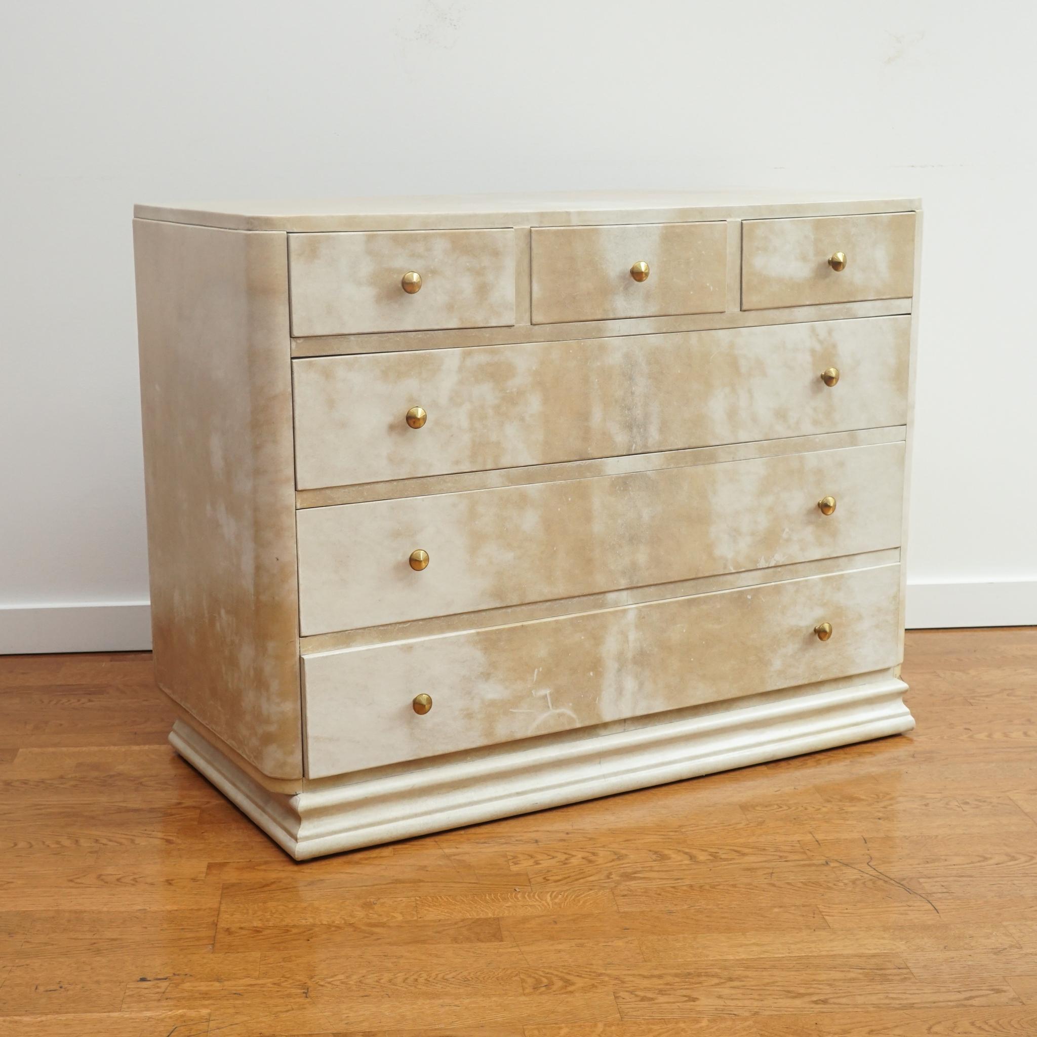 French Art Deco Parchment Dresser in the Style of Samuel Marx In Good Condition In Hudson, NY