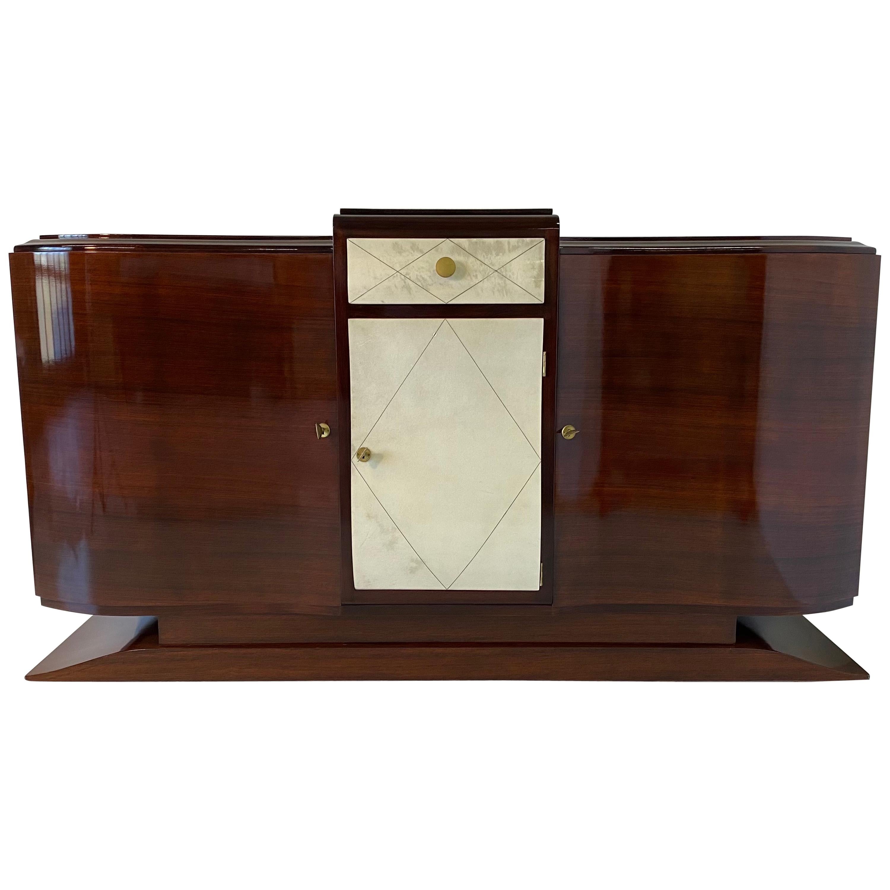 French Art Deco Parchment Sideboard, 1930s