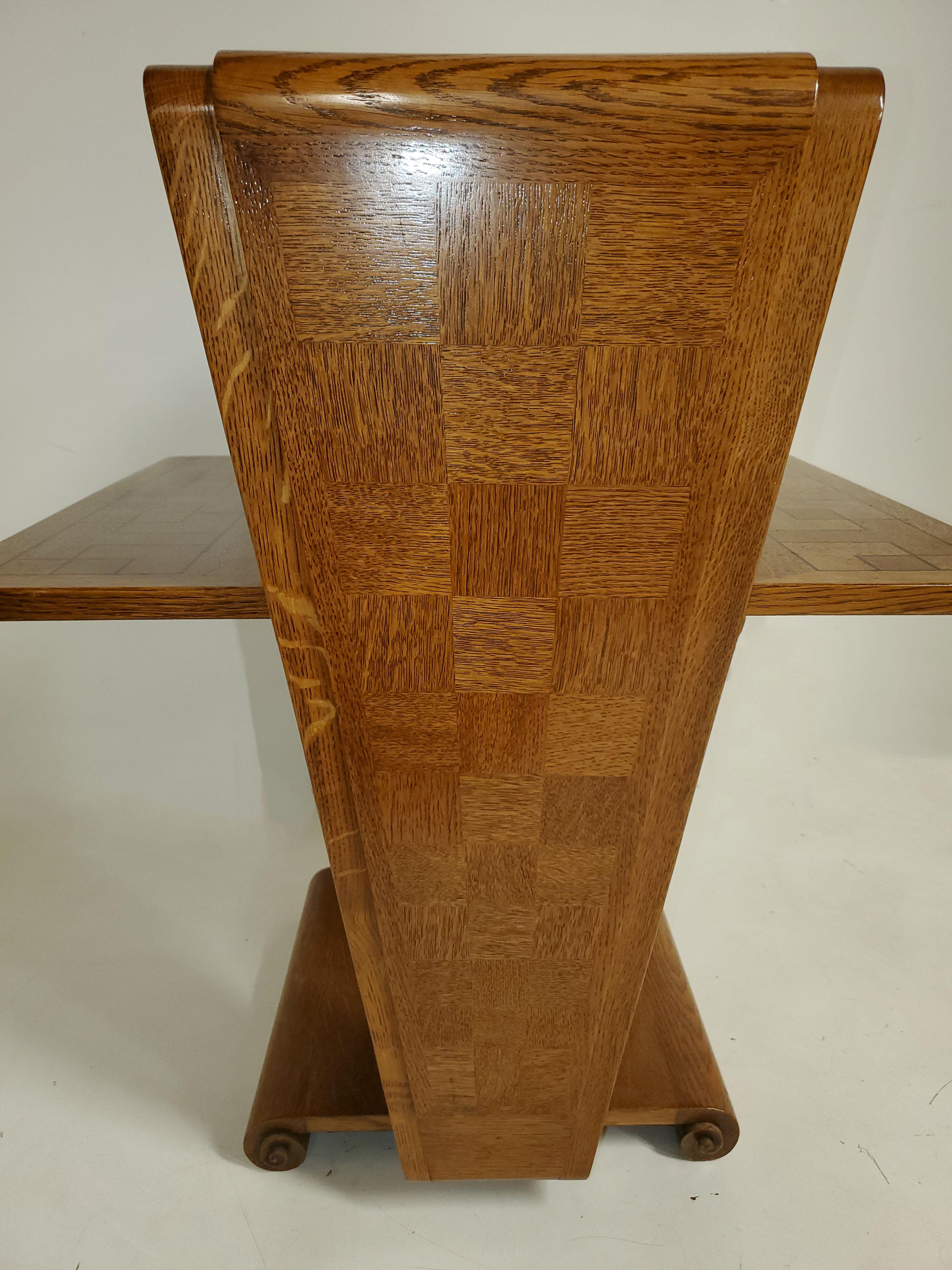 French Art Deco Parquetry Inlaid Oak Winged Side/ End/ Night Table A. Sornay  For Sale 9