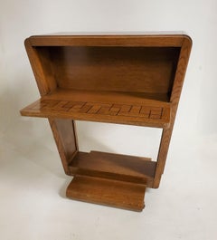 French Art Deco Parquetry Inlaid Oak Winged Side/ End/ Night Table A. Sornay