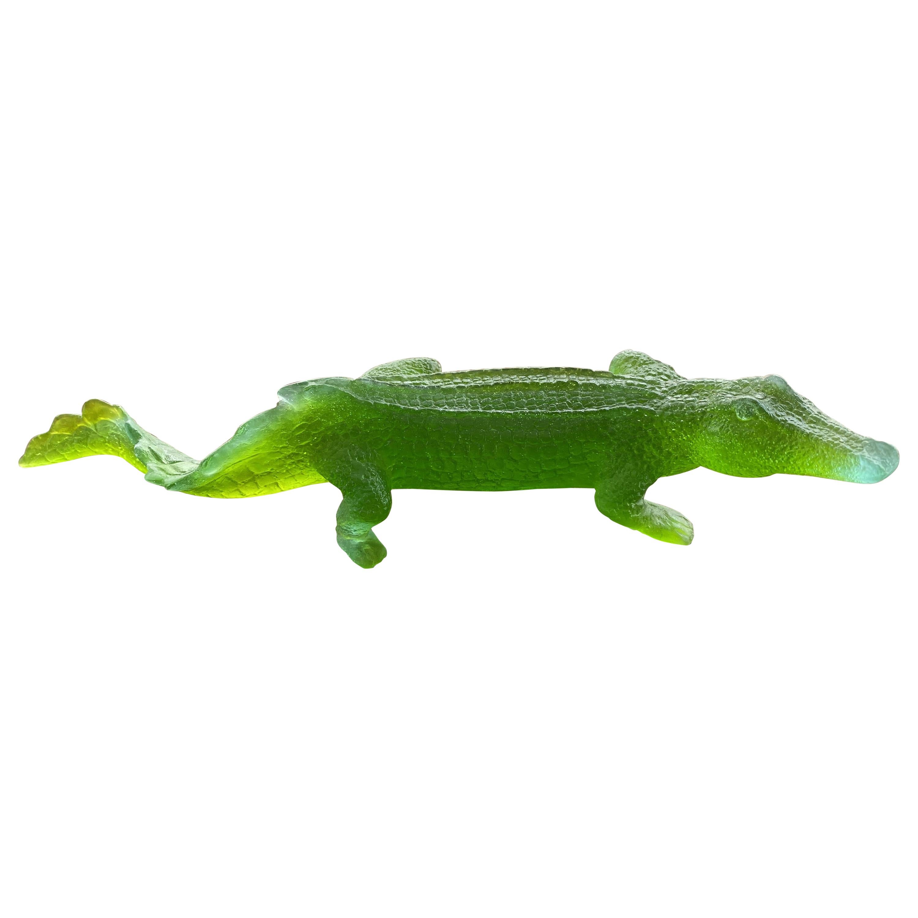 French Art Deco Pate-De-Verre Alligator Sculpture, Daum France For Sale