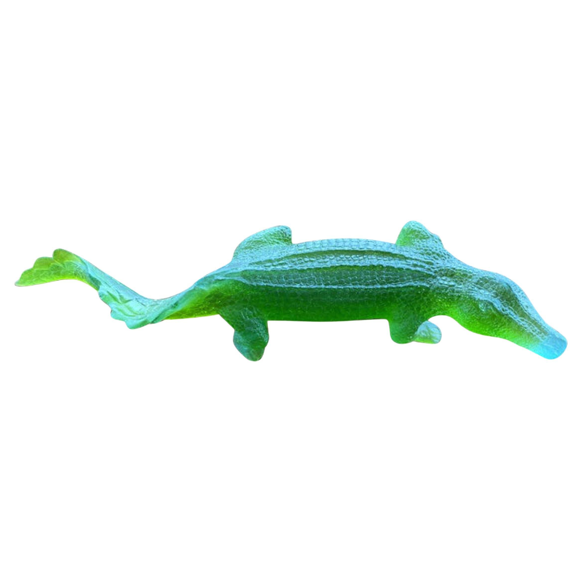 French Art Deco Pate-De-Verre Alligator Sculpture, Daum France