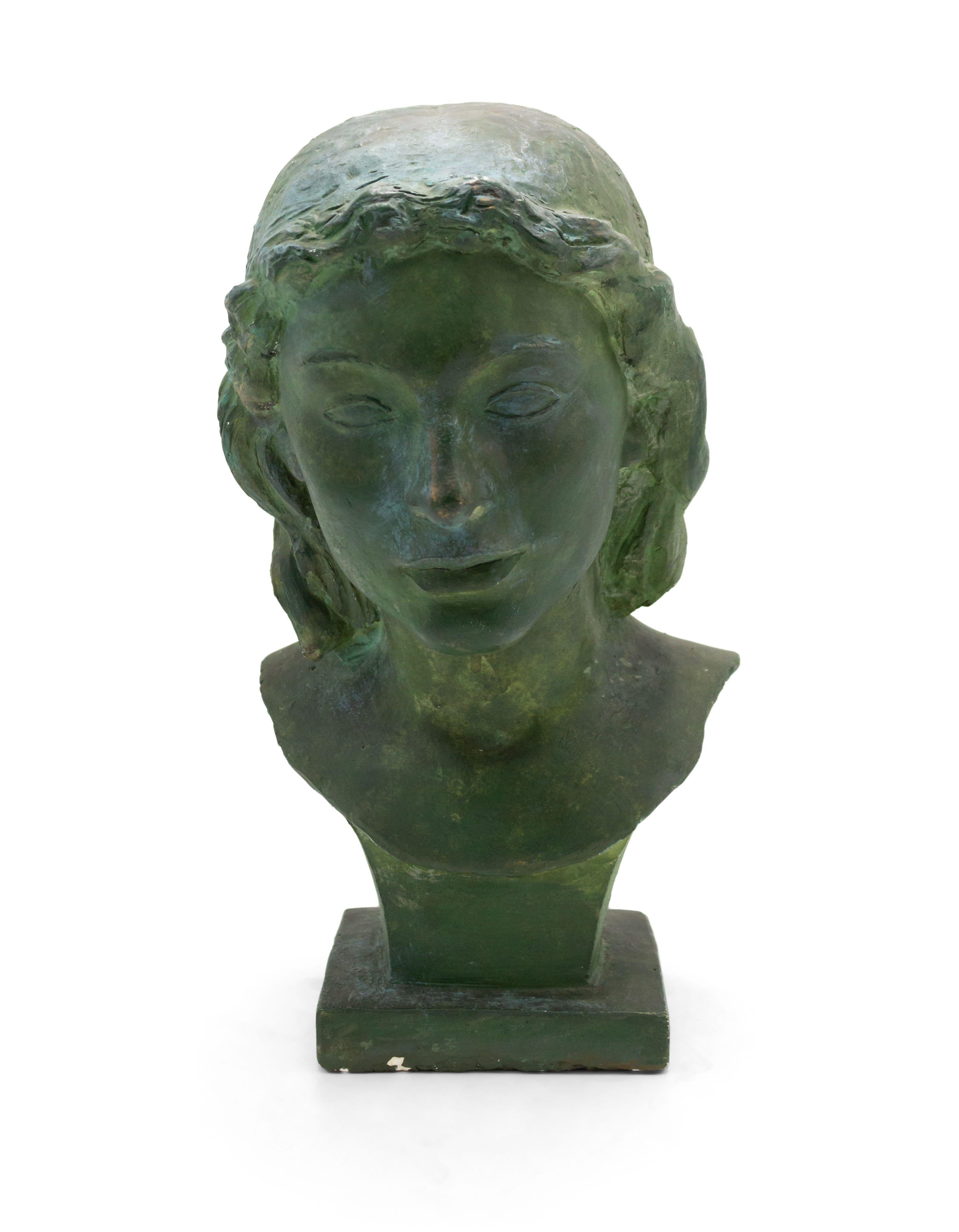 French Art Deco Patina Lady Busts For Sale 4