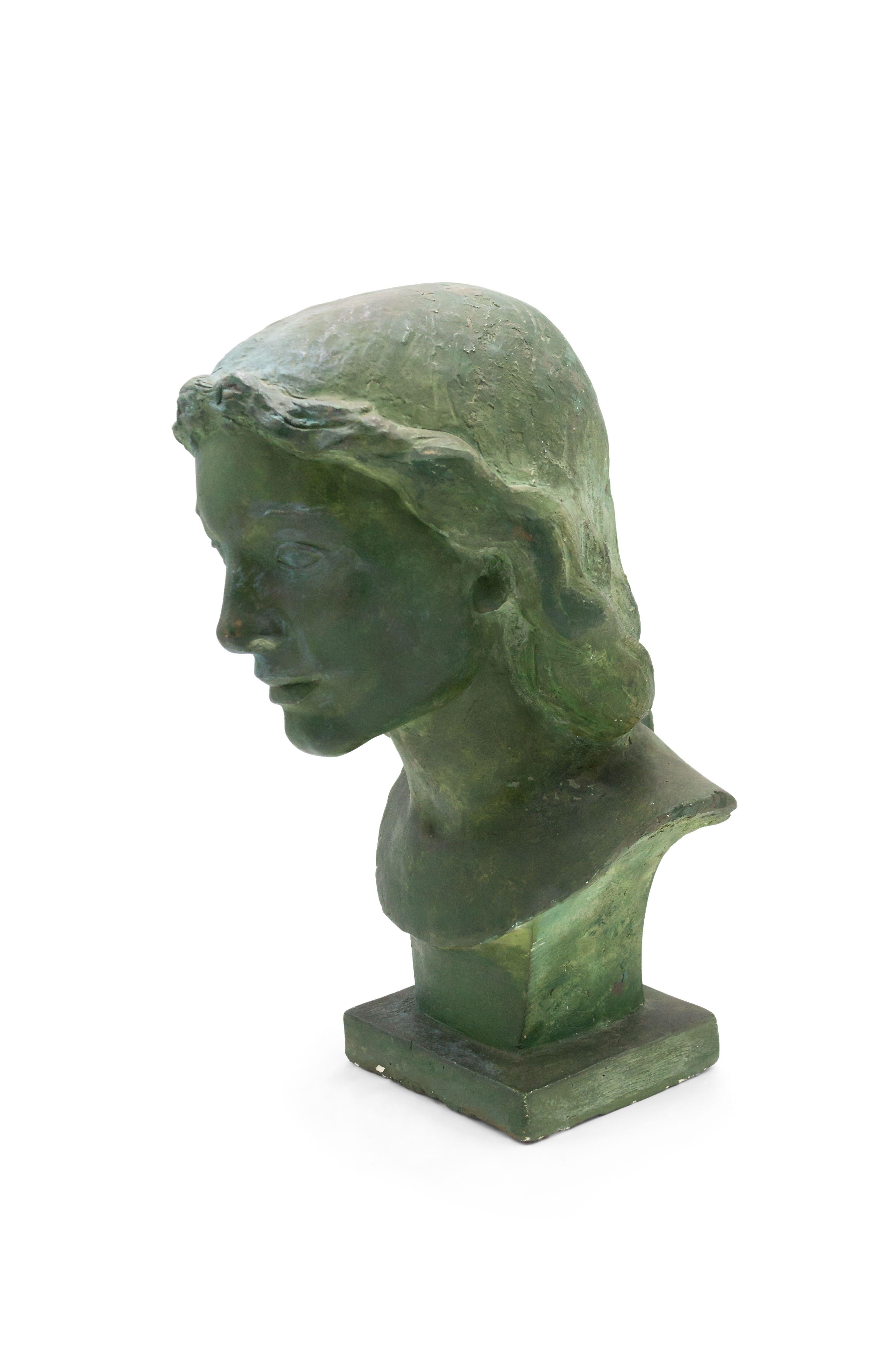 French Art Deco Patina Lady Busts For Sale 5