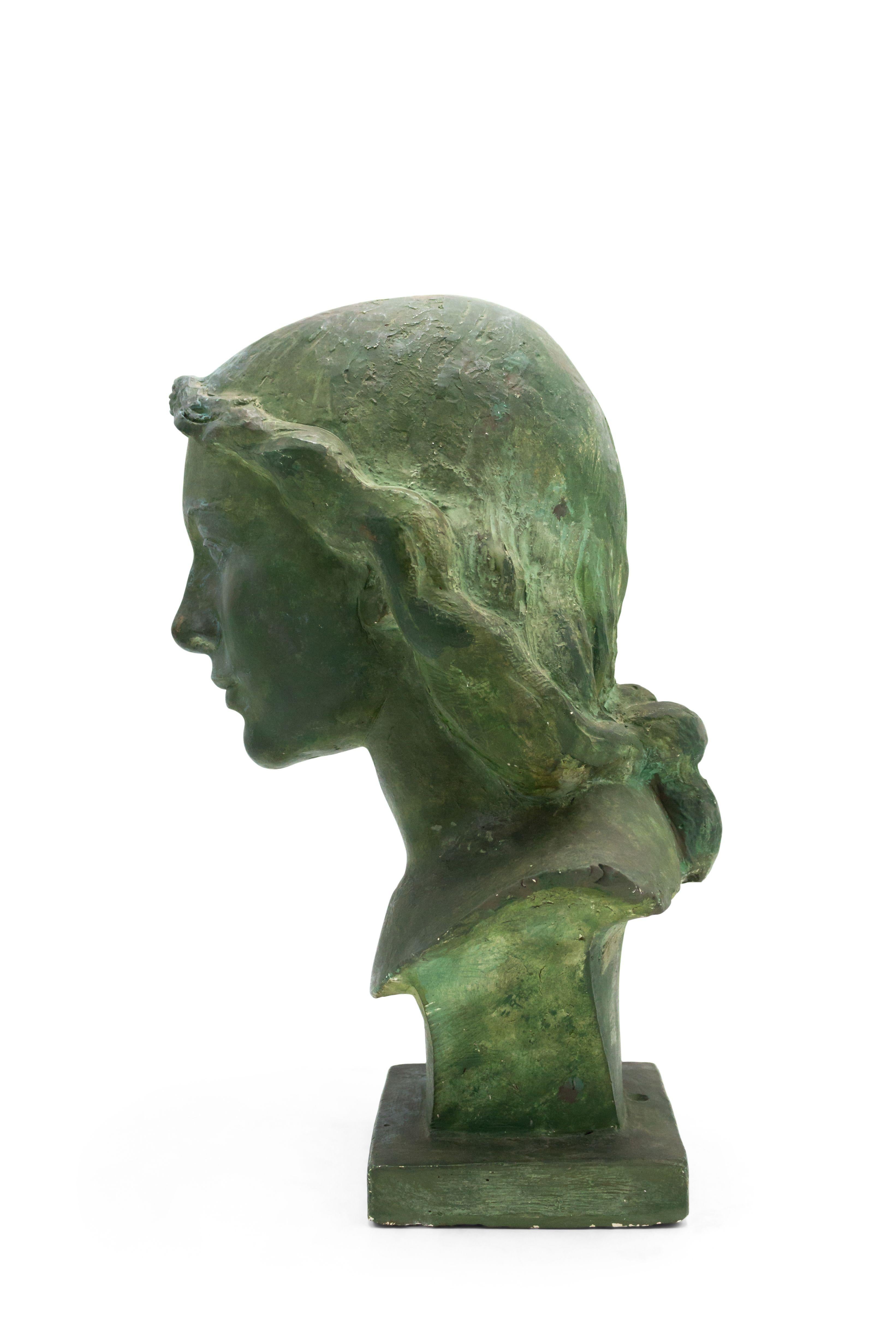 French Art Deco Patina Lady Busts For Sale 6