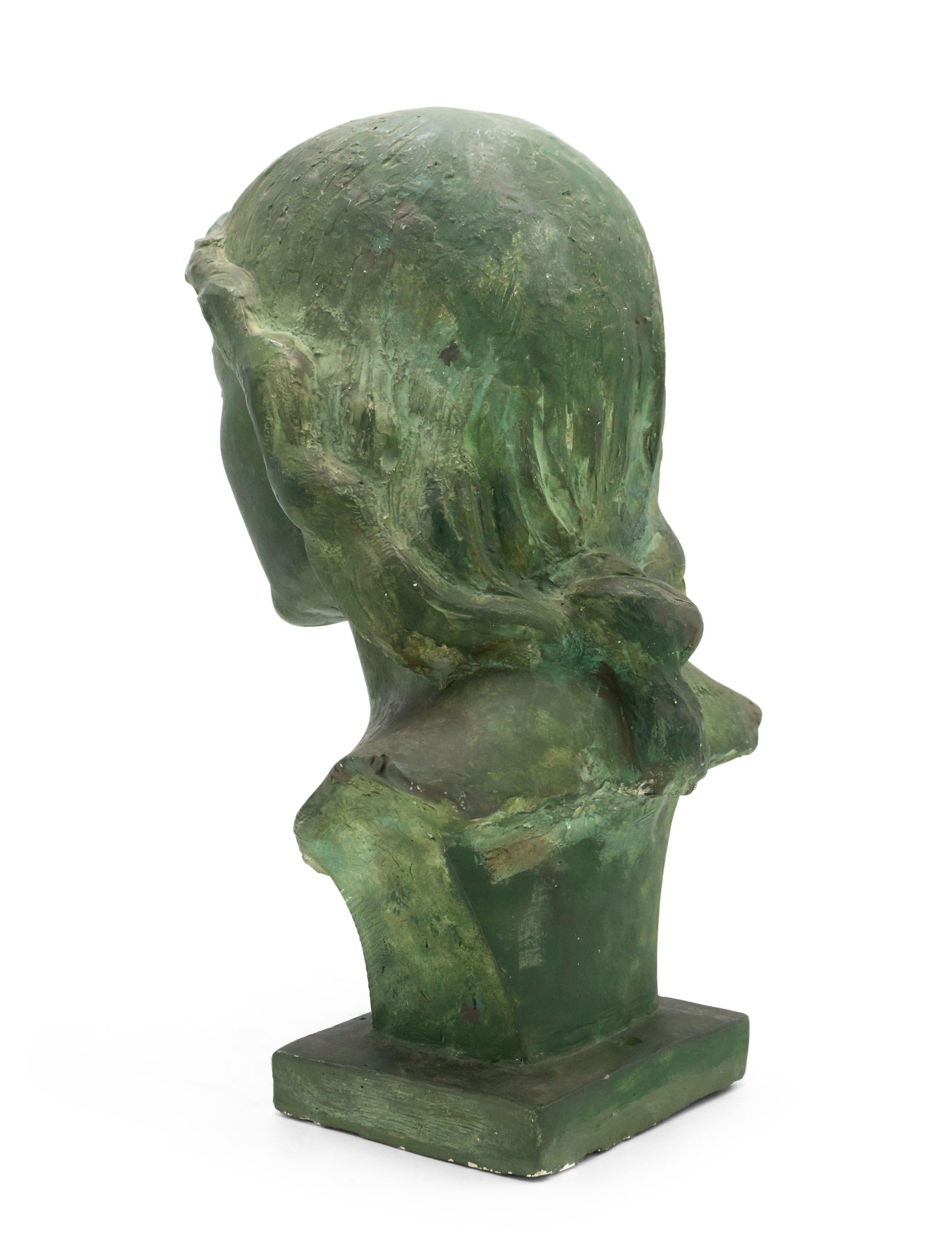 French Art Deco Patina Lady Busts For Sale 7