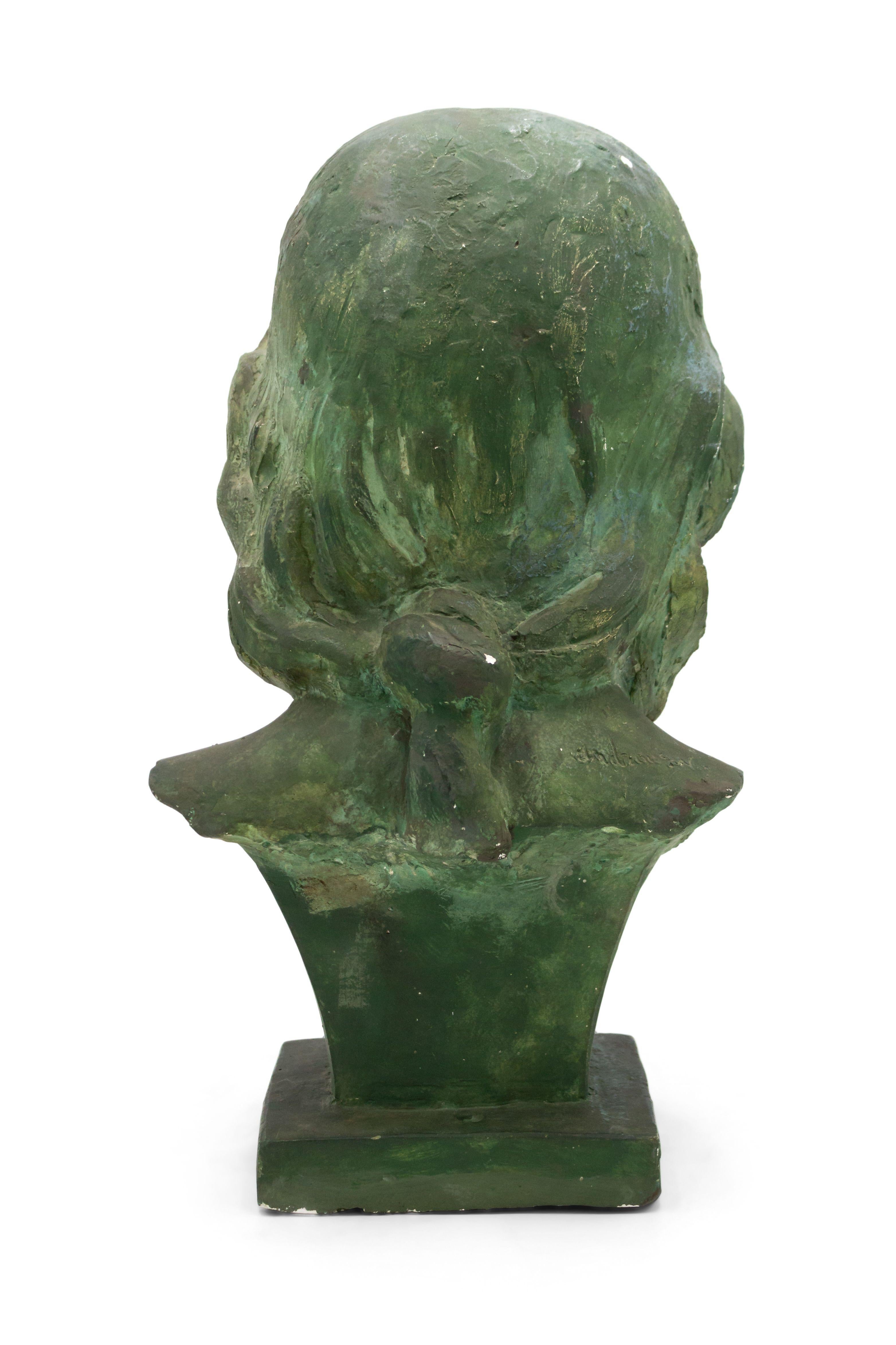 French Art Deco Patina Lady Busts For Sale 8