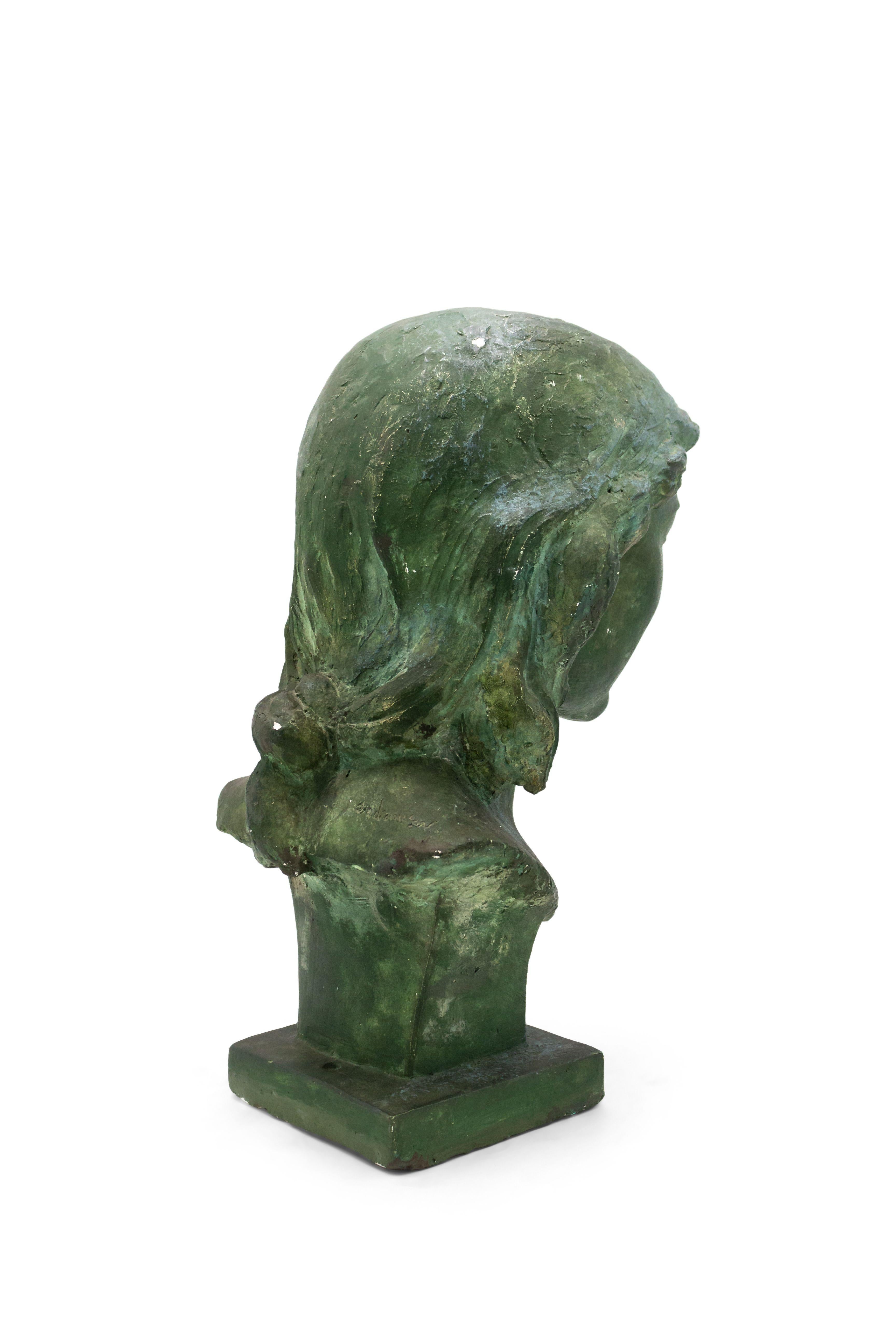 French Art Deco Patina Lady Busts For Sale 10