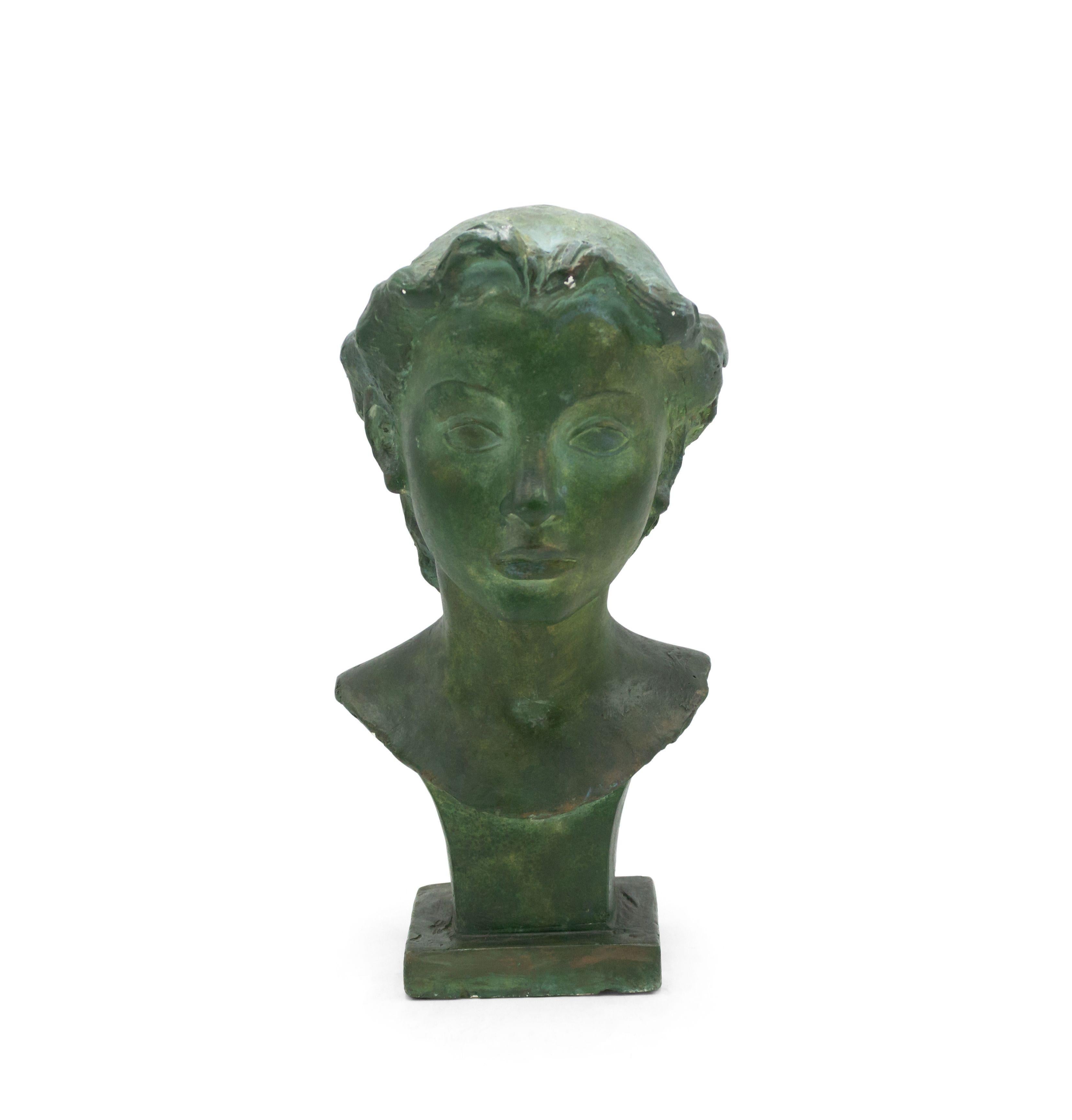 French Art Deco Patina Lady Busts For Sale 12