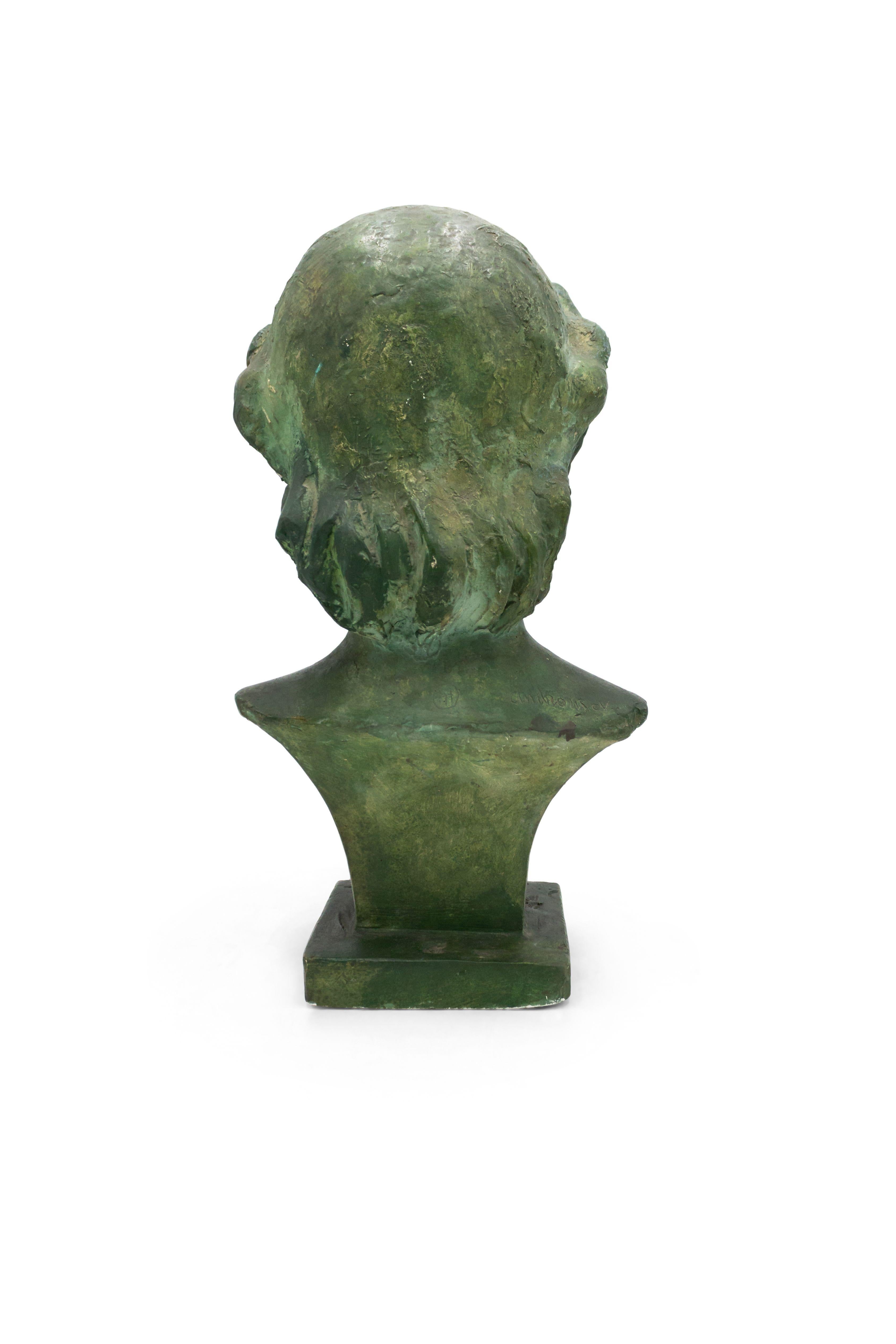 20th Century French Art Deco Patina Lady Busts For Sale