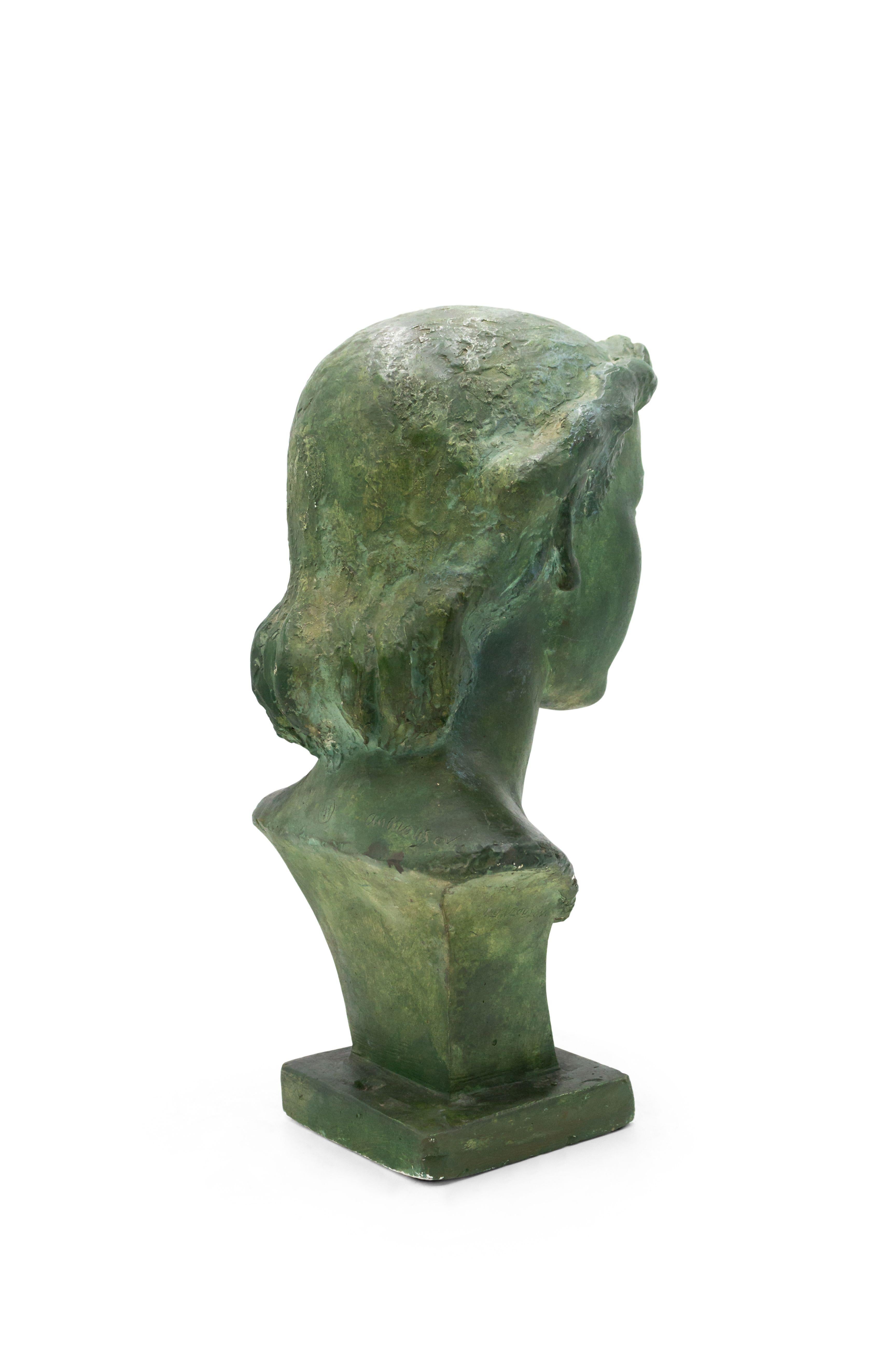 French Art Deco Patina Lady Busts For Sale 1