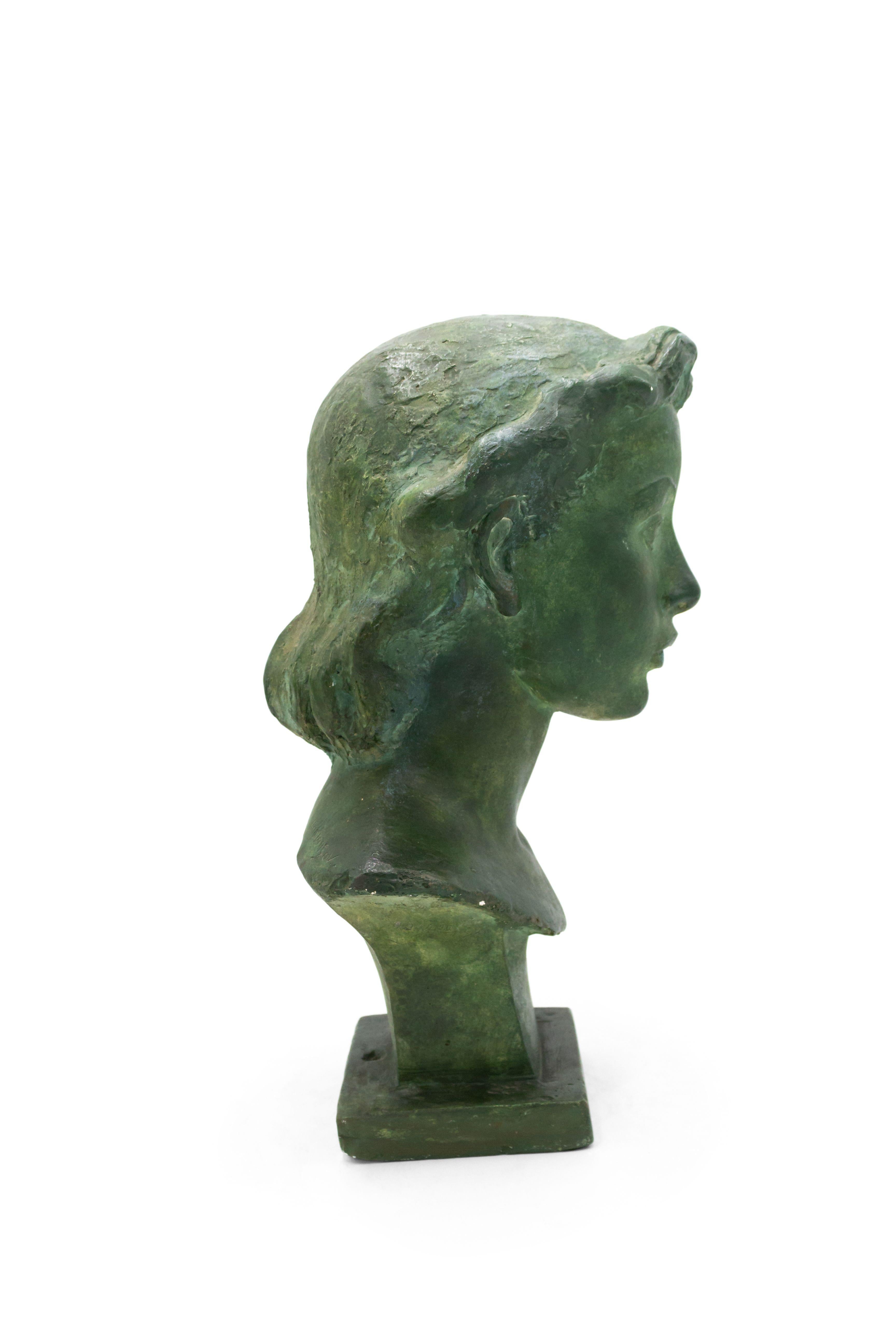 French Art Deco Patina Lady Busts For Sale 2
