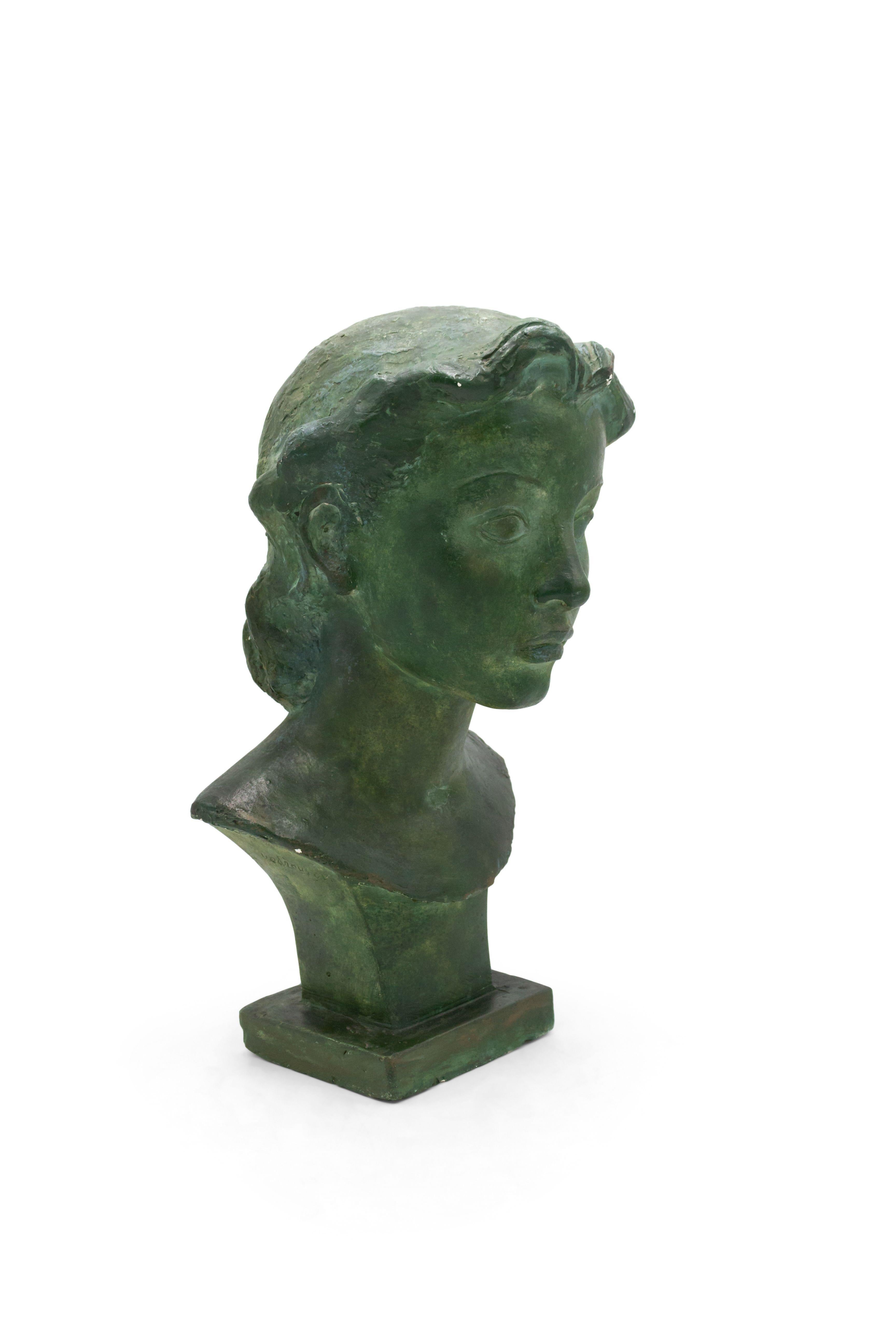French Art Deco Patina Lady Busts For Sale 3