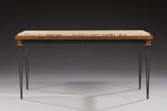 French Art Deco Patinated Iron Coffee Table Attributed to Maison Jansen