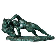 French Art Deco Patinated Sculpture of Sisyphus