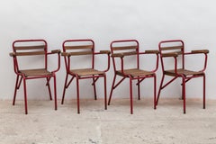 French Art Deco Patio Set of Six Stacking Arm Chairs