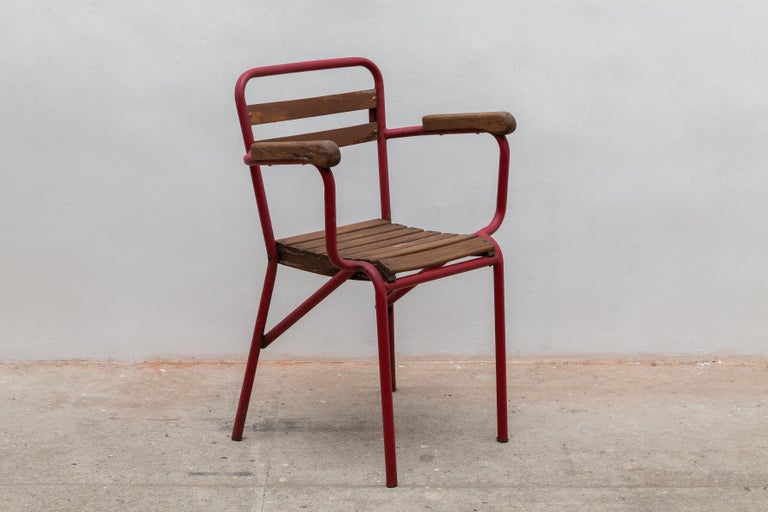 French Art Deco Patio Set of Six Stacking Arm Chairs at 1stDibs