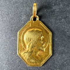 French Art Deco Paul Brandt 18K Yellow Gold Jesus Christ Medal Charm Pendant