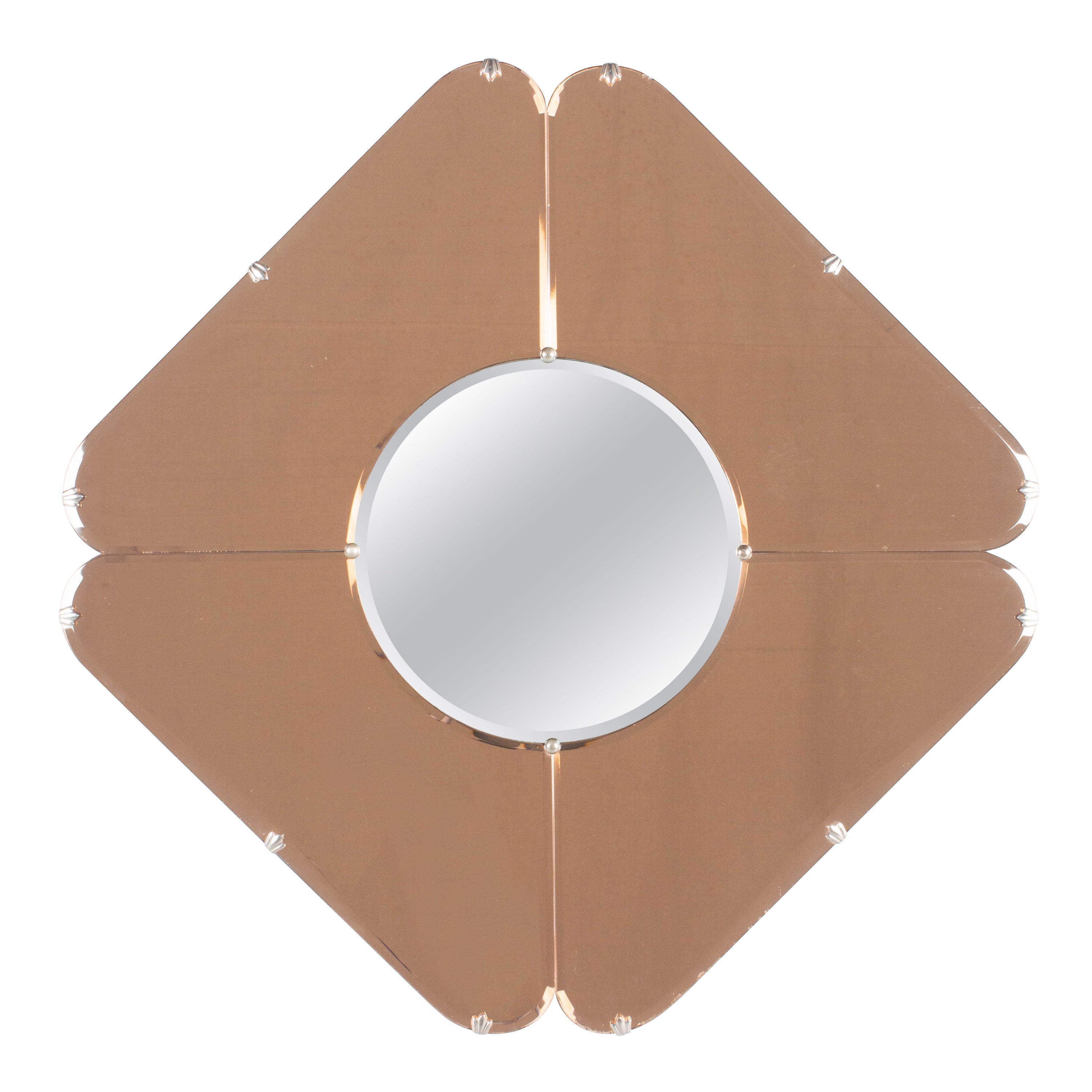 French Art Deco Peach Colored Wall Mirror