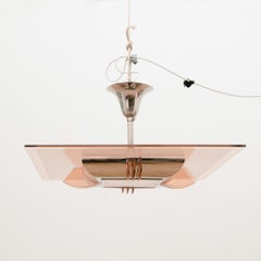 French Art Deco Peach Glass Ceiling Light by Atelier Petitot, circa 1930