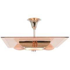 French Art Deco Peach Glass Ceiling Light by Atelier Petitot, circa 1930