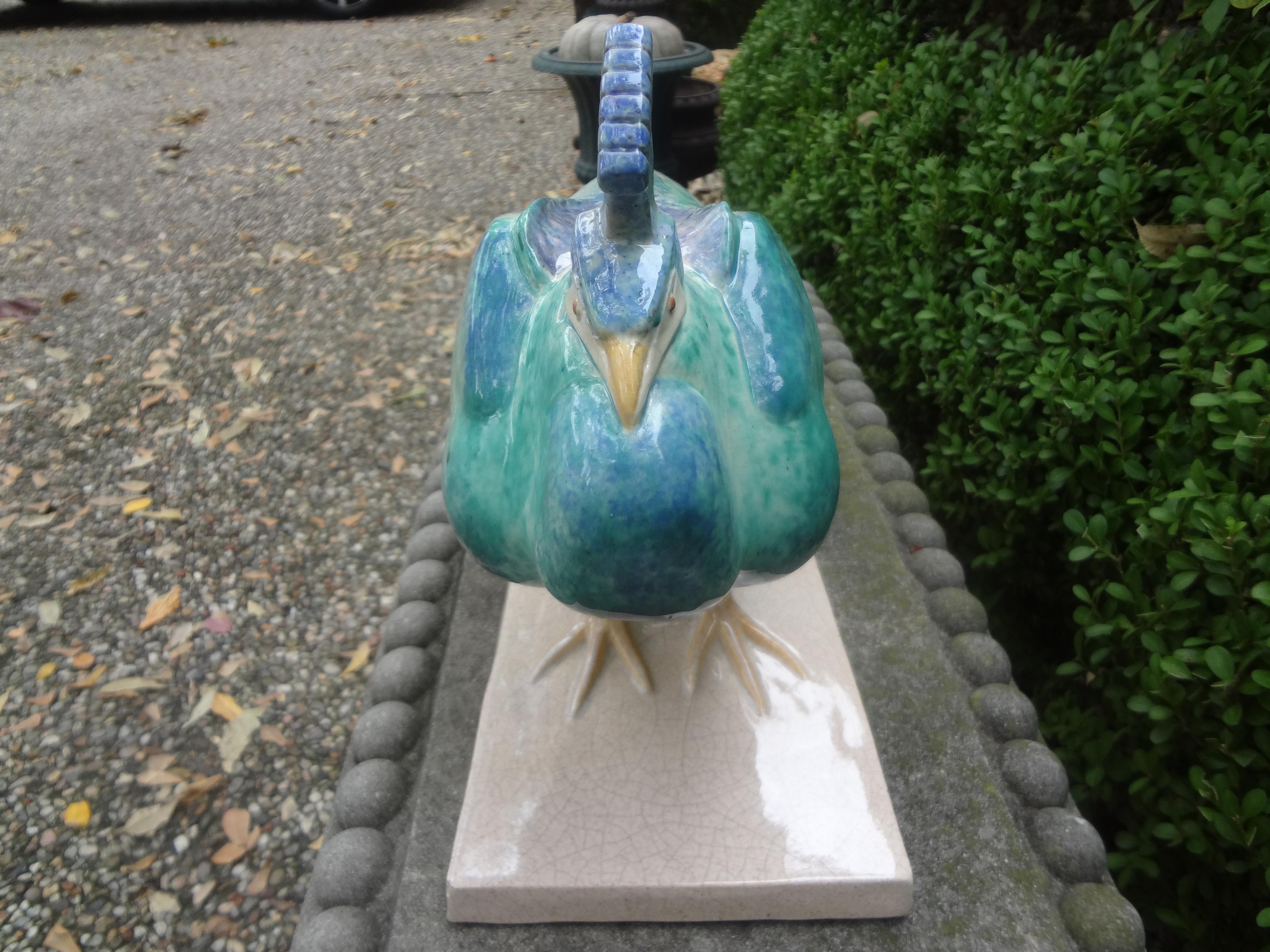 Mid-20th Century French Art Deco Peacock Sculpture by Gabriel Beauvais For Sale