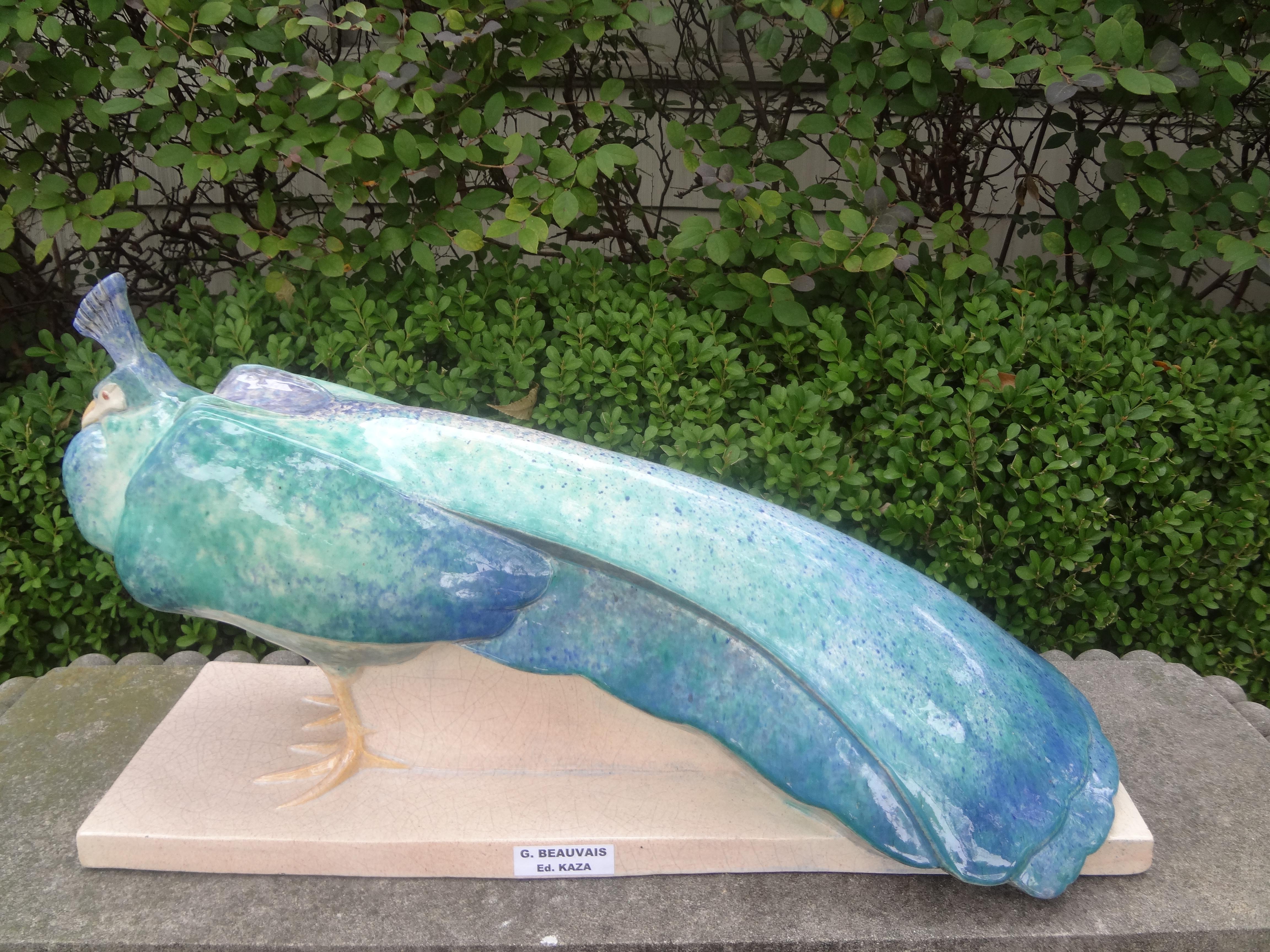 Sculpture de paon Art déco français par Gabriel Beauvais en vente 1