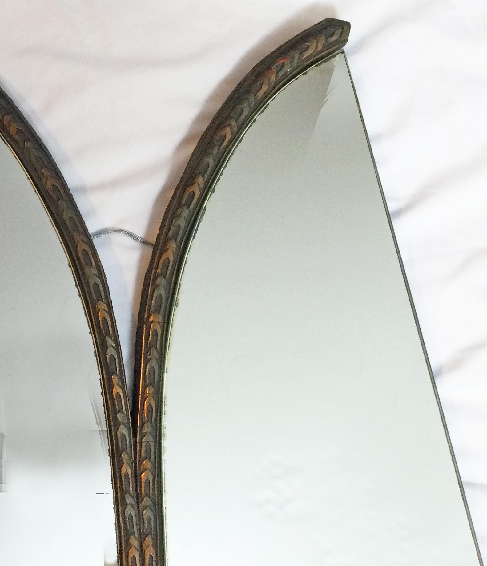French Art Deco Peacock Spreading His Wings Wall Mirror 1
