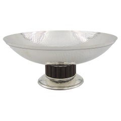 Antique French Art Deco Pedestal Bowl in Silver-Plate by L'Orfèvrerie Brille of Paris