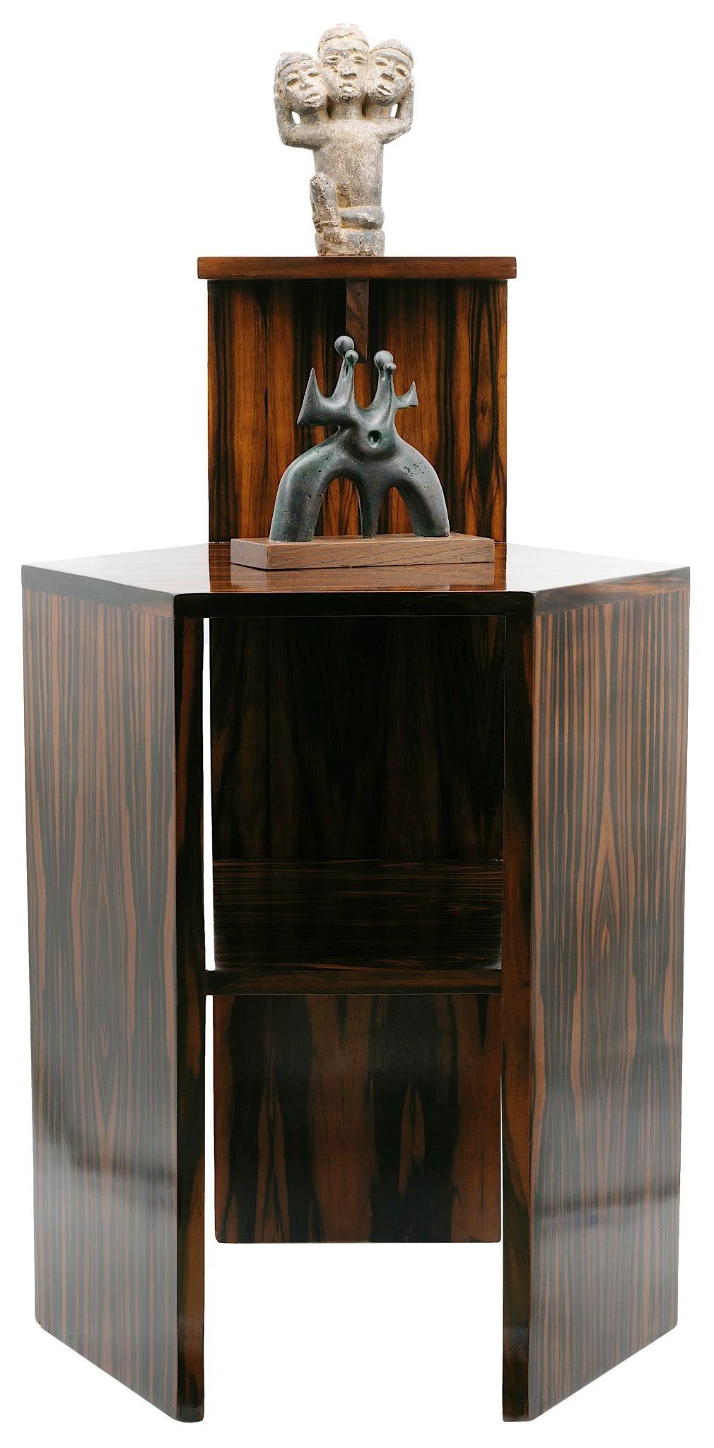 Tavolo con piedistallo Art Déco francese in Macassar, 1920 in vendita 5