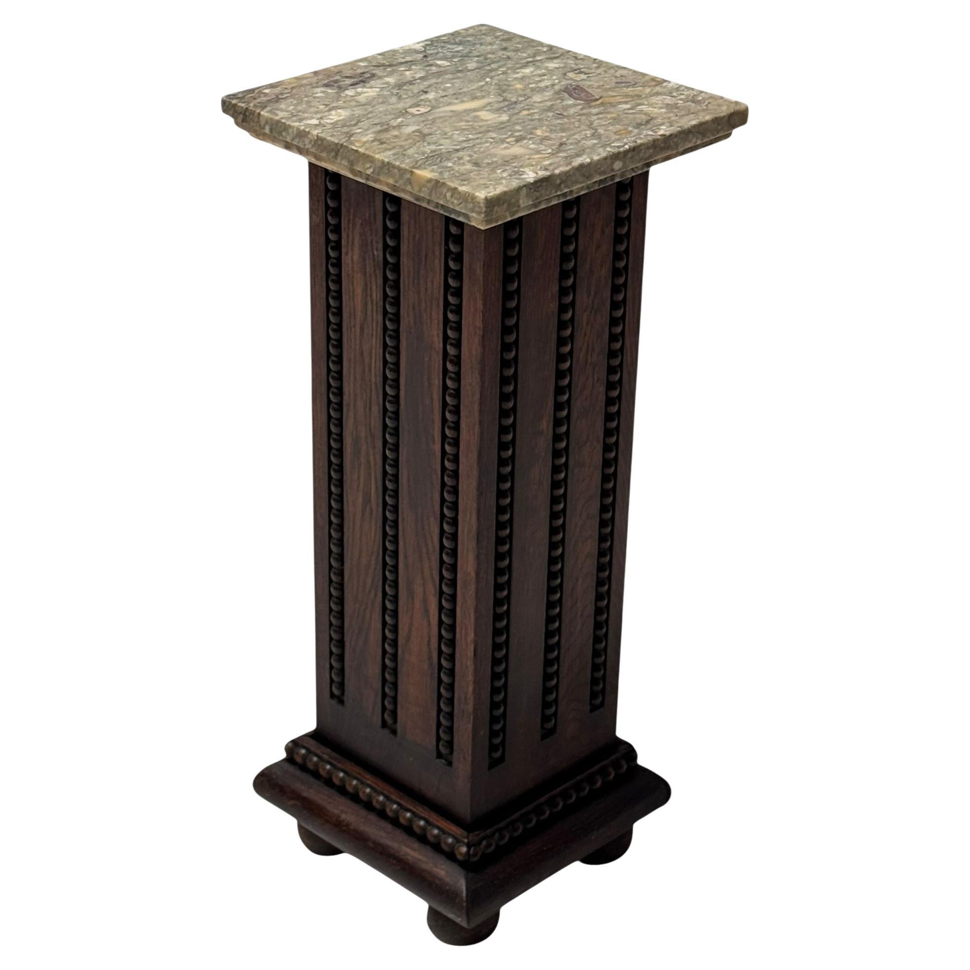 Guéridon Art déco français avec plateau en marbre multicolore, années 1930