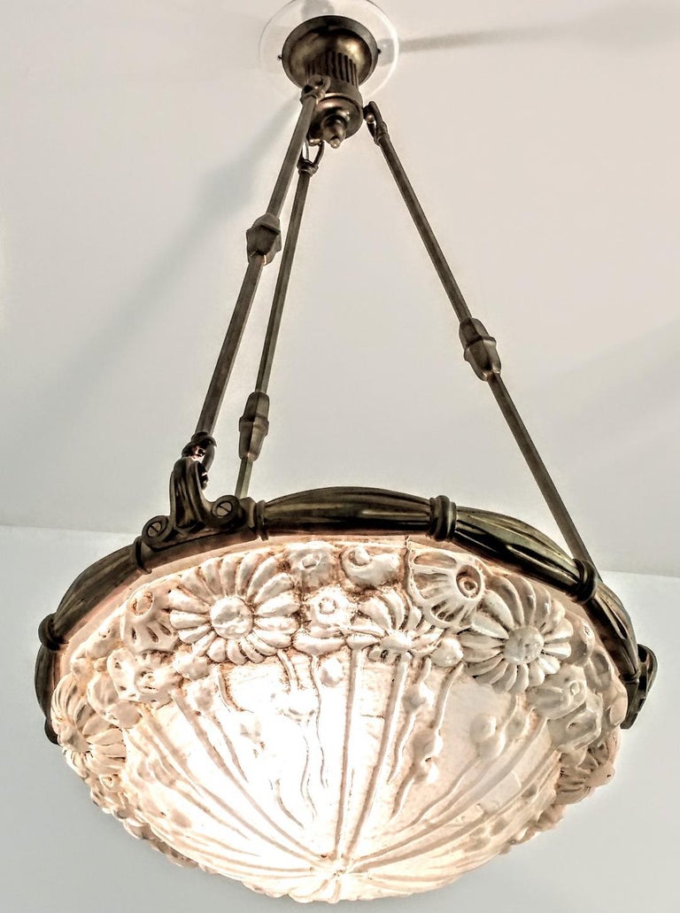 A French art deco pendant chandelier by the French artist 