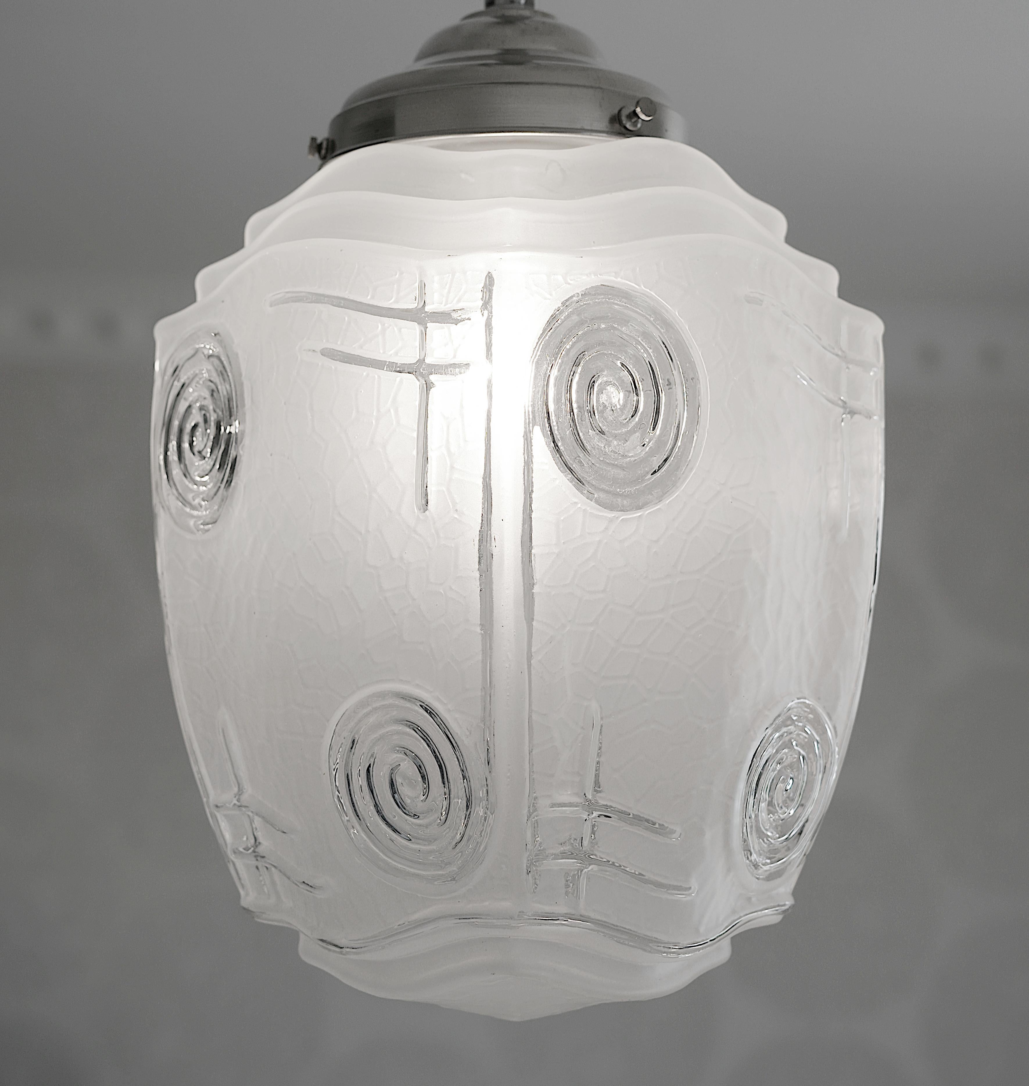 French Art Deco Pendant Chandelier, 1930s For Sale 5