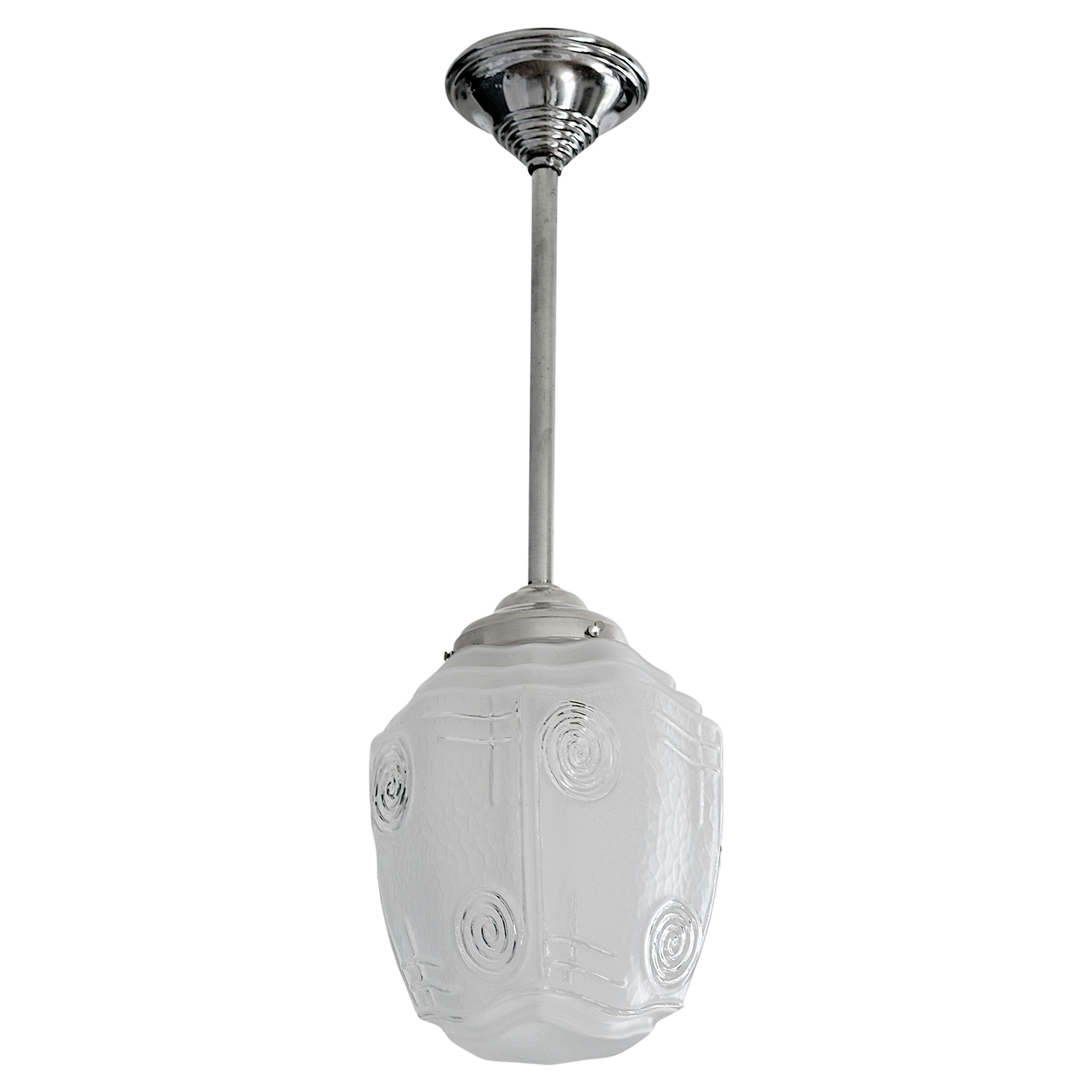 French Art Deco Pendant Chandelier, 1930s For Sale