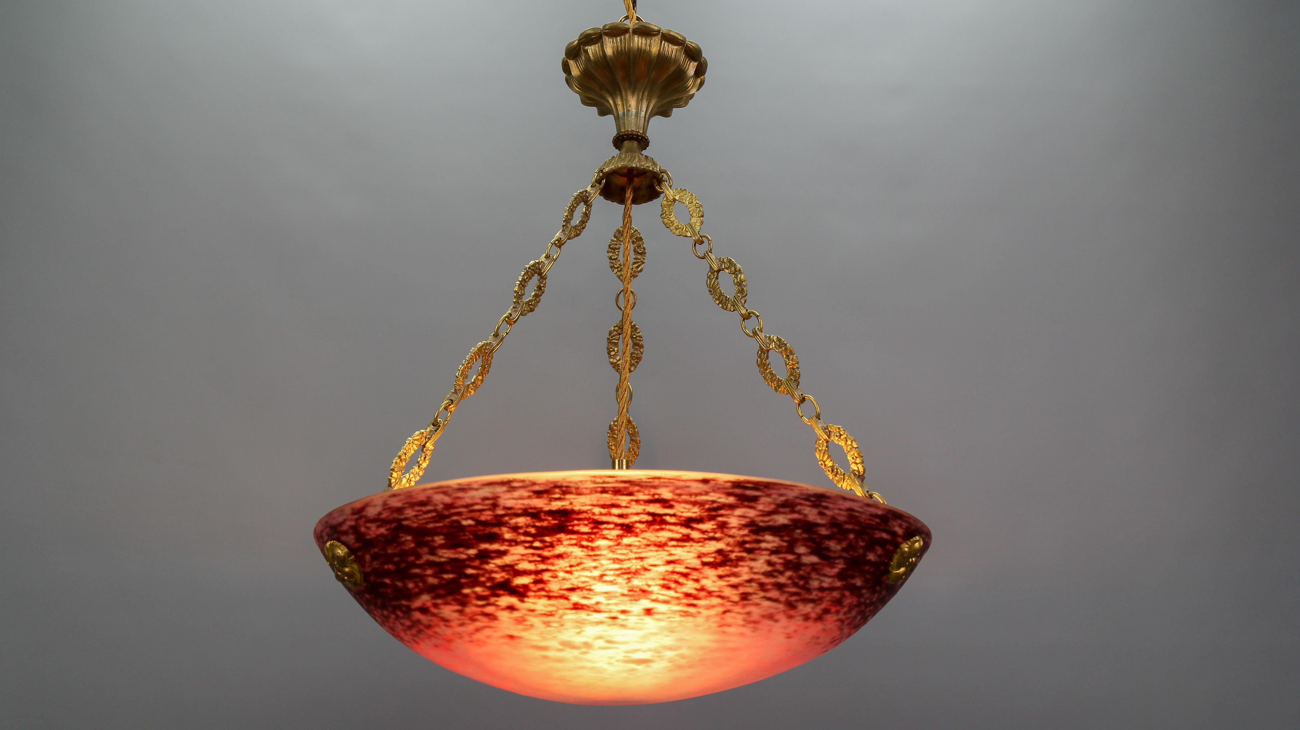 Lustre à suspension Art Déco français par Charles Schneider, années 1920 13