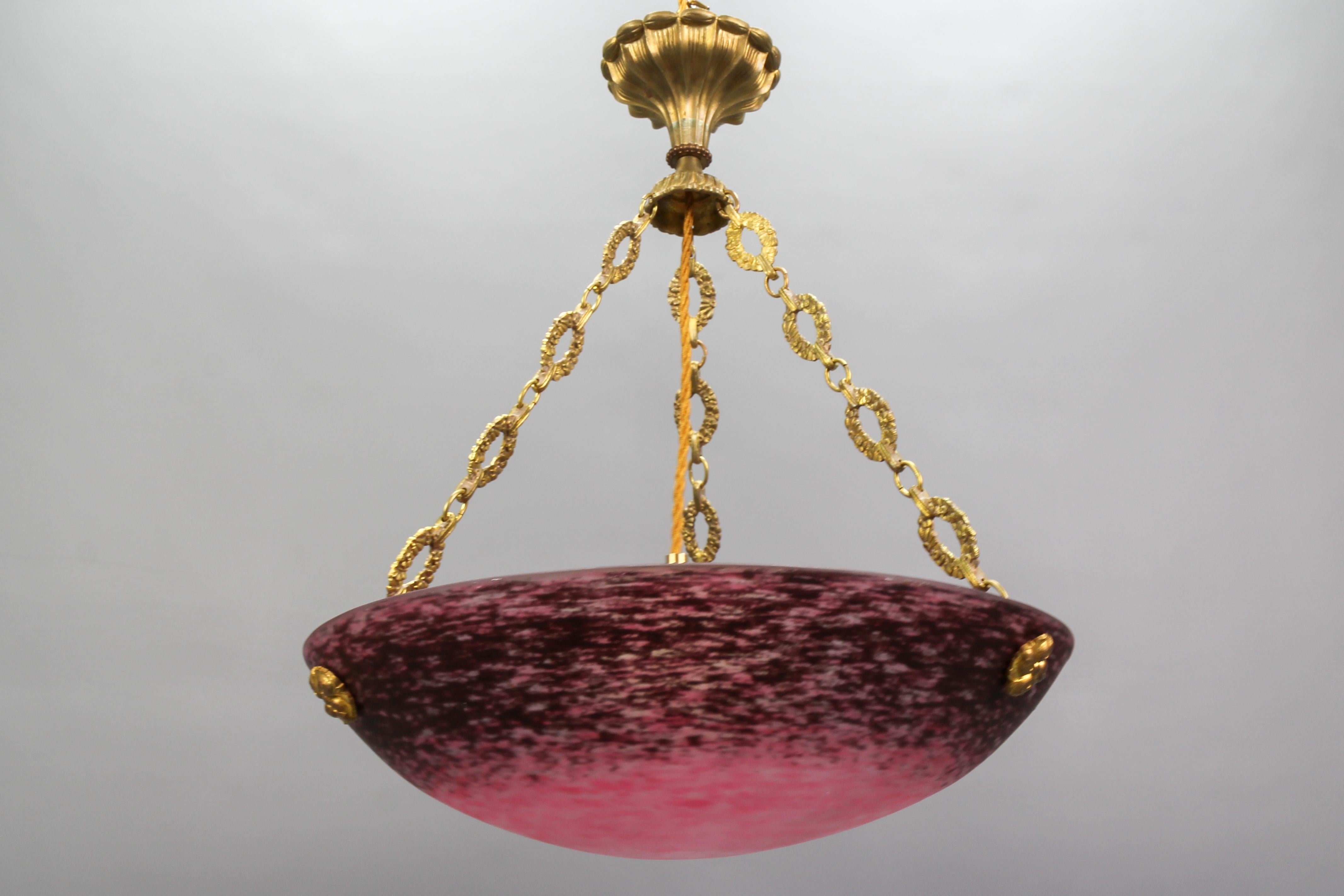 Début du 20ème siècle Lustre à suspension Art Déco français par Charles Schneider, années 1920