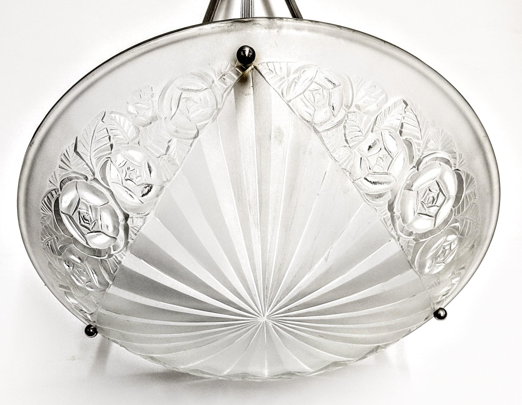 20th Century French Art Deco Pendant Chandelier by Degue