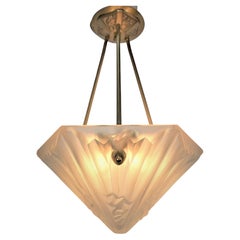 French Art Deco Pendant Chandelier by Degue