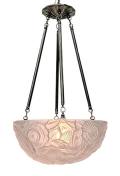 Lampadario a sospensione in stile Art Déco francese di Genet & Michon