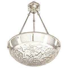 Lustre à suspension Art Déco français par Hettier Vincent