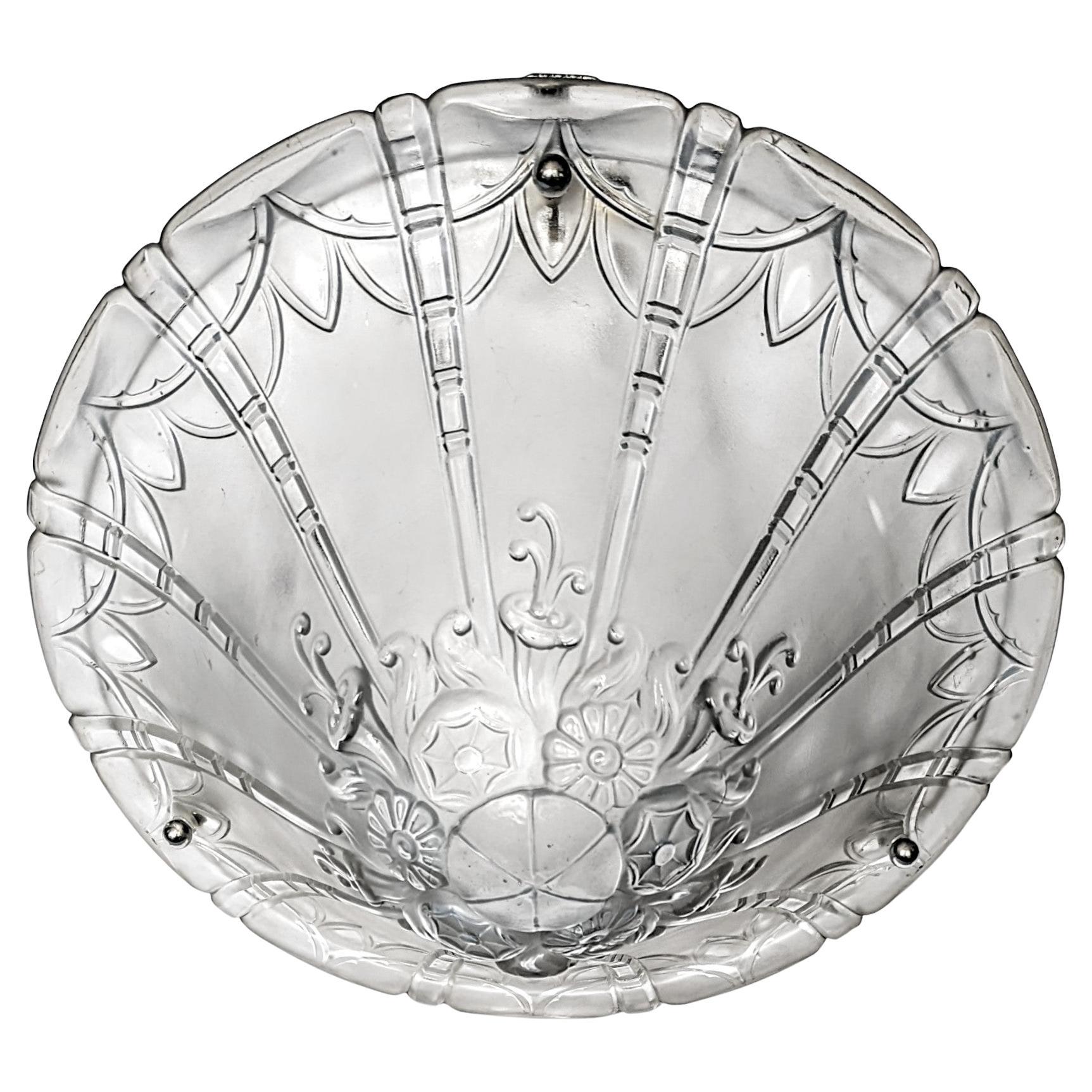 Cast French Art Deco Pendant Chandelier by Lorrain Nancy (two available) For Sale