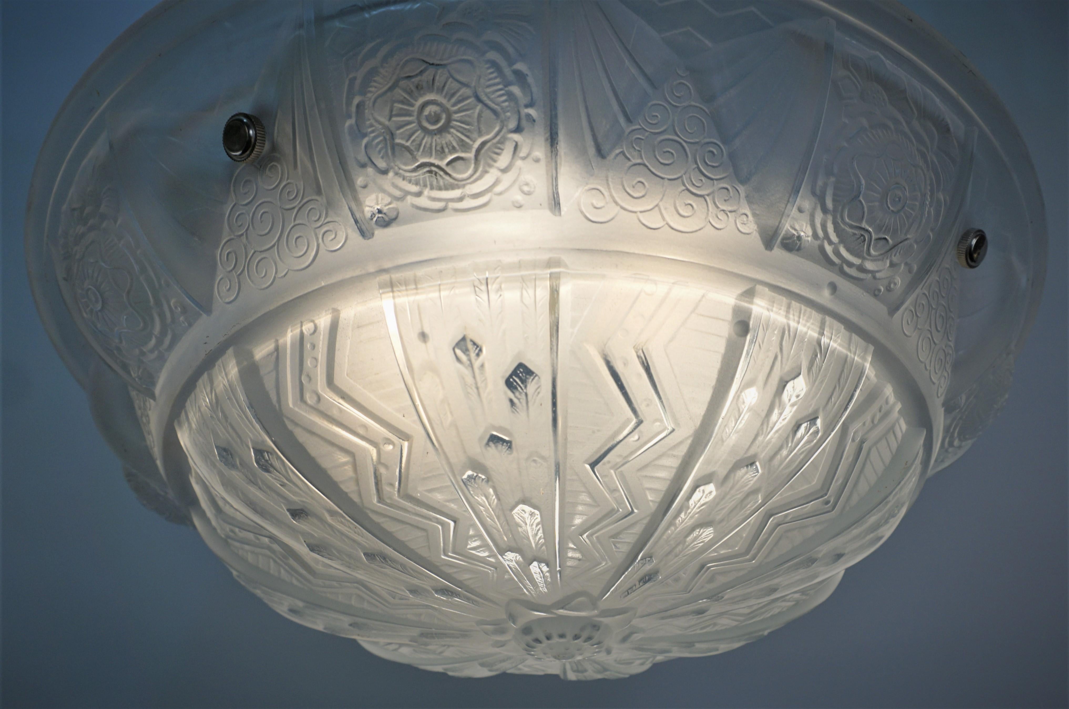 French Art Deco Pendant Chandelier by Muller Freres '2 Available' 3