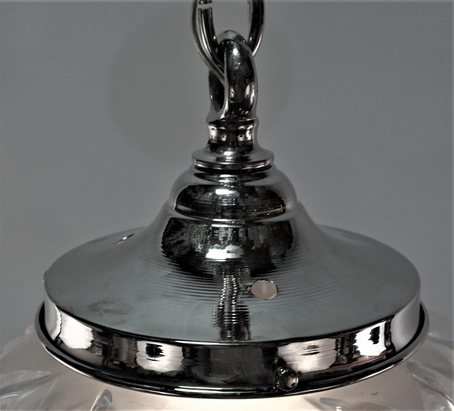 Glass French Art Deco Pendant Chandelier by Muller Freres