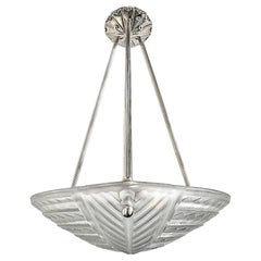 French Art Deco Pendant Chandelier by Noverdy