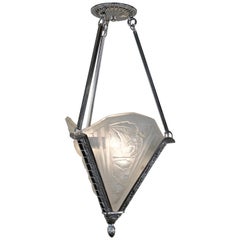 French Art Deco Pendant, Chandelier by Robert