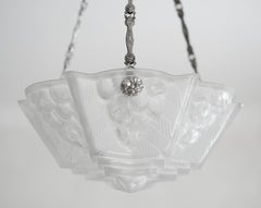French Art Deco Pendant Chandelier by Verrerie des Hanots, 1920