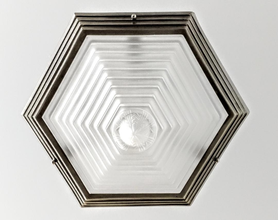 French Art Deco Pendant Chandelier or Flush Mount In Excellent Condition For Sale In Long Island City, NY
