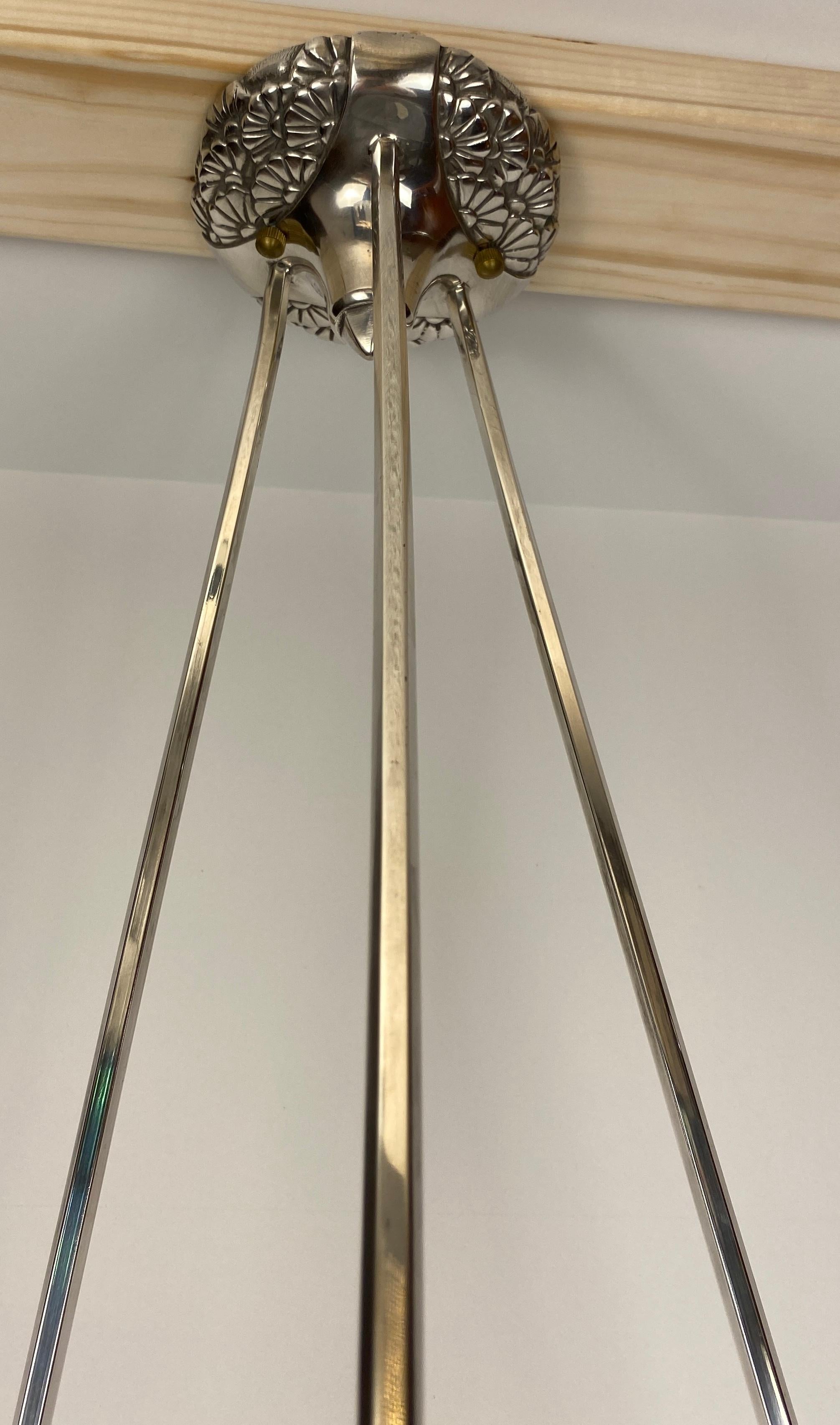 20th Century French Art Deco Pendant Chandelier in the manner of Degue For Sale