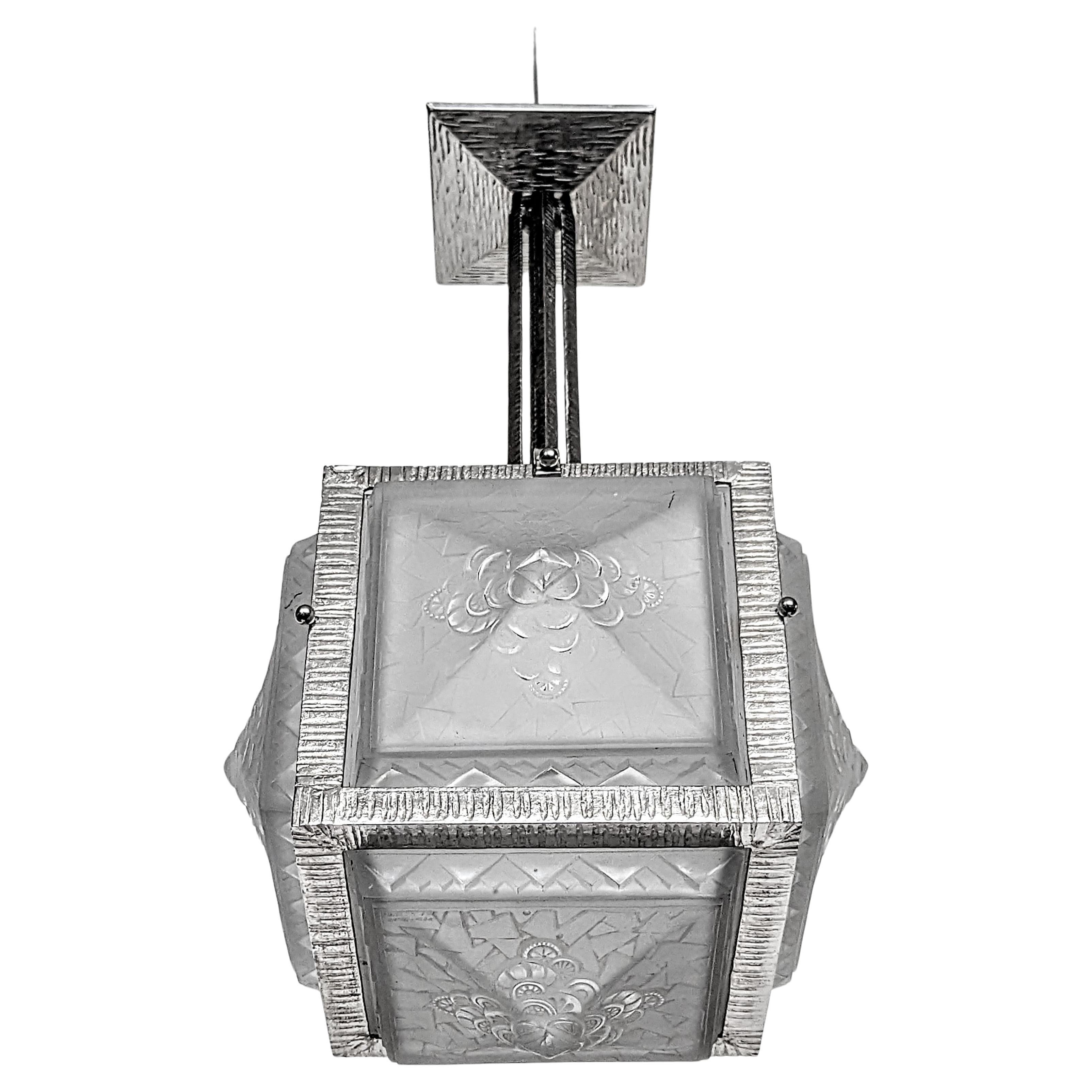 French Art Deco Pendant Chandelier or Flush Mount  In Excellent Condition For Sale In Long Island City, NY